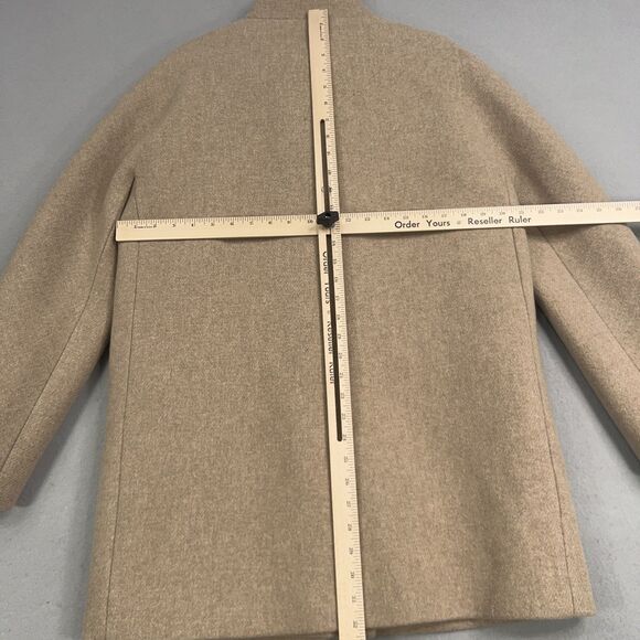 J Crew Coat Womens Large Tan Wool Stadium Cloth Nello Gori Minimal Quiet Luxury - Picture 10 of 13